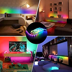 DC 24V Smart LED Strip Lights Remote Color Changing For Room Kitchen Bedroom Decoration